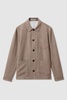 Wool Blend Button-Through Overshirt in Mocha