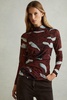 Printed Ruched Top in Burgundy