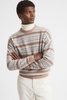 Wool Fairisle Pattern Crew Neck Jumper in Camel