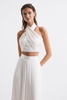 Cropped Halter Occasion Top in White