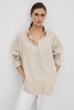 Split Hem Button-Through Shirt in Nude