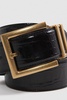 Patent Leather Crocodile Design Belt in Black