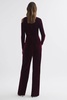 Velvet Off-The-Shoulder Jumpsuit in Berry