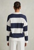 Striped Cotton Open-Collar Jumper in Navy/Ivory