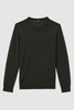 Merino Wool Crew Neck Jumper in Dark Military Green