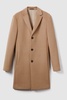 Wool Blend Single Breasted Epsom Overcoat in Camel