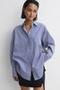 Oversized Cotton Side Stripe Shirt in Blue/White