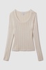 Knitted Scoop Neck Top in Cream