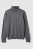 Slim Fit Merino Wool Roll Neck Jumper in Derby Grey Marl