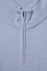 Merino Wool Half-Zip Funnel Neck Jumper in Soft Blue Melange