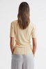 Fitted Striped Button Through T-Shirt in Lemon