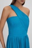 Amur One Shoulder Pleated Maxi Dress in Blue Surf