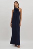 Halston Rosette Maxi Dress in Navy