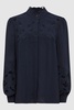 Lace Detail Shirt Blouse in Navy