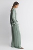 Petite Wide Leg Elasticated Waist Trousers in Sage