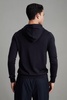 Merino Wool Drawstring Hoodie in Navy