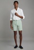 Cotton Linen Blend Internal Drawstring Shorts in Mint