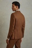 Slim Fit Single Breasted Linen Blazer in Tobacco Brown