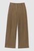 Cotton Blend Wide Leg Trousers in Dark Camel