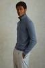 Merino Wool Half-Zip Funnel Neck Jumper in Airforce Blue