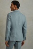 Slim Fit Single Breasted 100% Linen Blazer in Aqua Blue