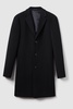 Wool Blend Single Breasted Epsom Overcoat in Black