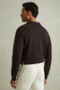 Wool-Cashmere Open-Collar Polo Shirt in Chocolate Brown