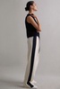 Wide Leg Contrast Stripe Drawstring Trousers in Cream