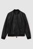 Cast Black Grained Leather Bomber Jacket