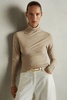 Ruched Jersey Top with Wool in Neutral