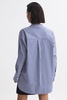 Oversized Cotton Side Stripe Shirt in Blue/White