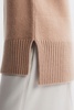 Casual Wool-Cashmere Funnel Neck Sleeveless Top in Camel