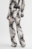 Wide Leg Abstract Print Co-Ord Trousers in Black/White