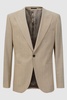 Slim Fit Single Breasted Wool Blend Blazer in Oatmeal