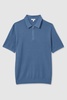 Textured Half-Zip Polo Shirt in Blue