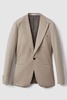 Slim Fit Wool Blend Single Breasted Blazer in Stone