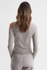 Fitted Cut-Out Long Sleeve Top in Stone