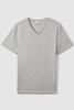 Cotton V-Neck T-Shirt in Grey Marl