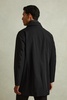 Hybrid Removable Funnel Neck Overcoat in Black