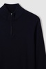 Merino Wool Half-Zip Funnel Neck Jumper in Navy