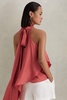 Asymmetric Draped Blouse in Coral