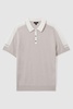 Wool-Cotton Contrast Polo Shirt in Oatmeal Off White