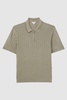 Half-Zip Textured Polo T-Shirt in Taupe