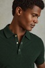 Cotton Textured Press-Stud Polo Shirt in Dark Green