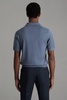 Merino Wool Open Collar Polo Shirt in Airforce Blue