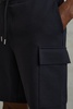 Interlock Jersey Drawstring Shorts in Navy Blue