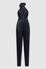 Satin Halter Neck Fitted Jumpsuit in Midnight Navy