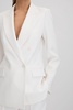 Petite Double Breasted Crepe Suit Blazer in White