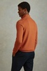 Merino Wool Half-Zip Funnel Neck Jumper in Hot Orange