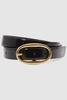 Patent Leather Oval Buckle Belt in Black